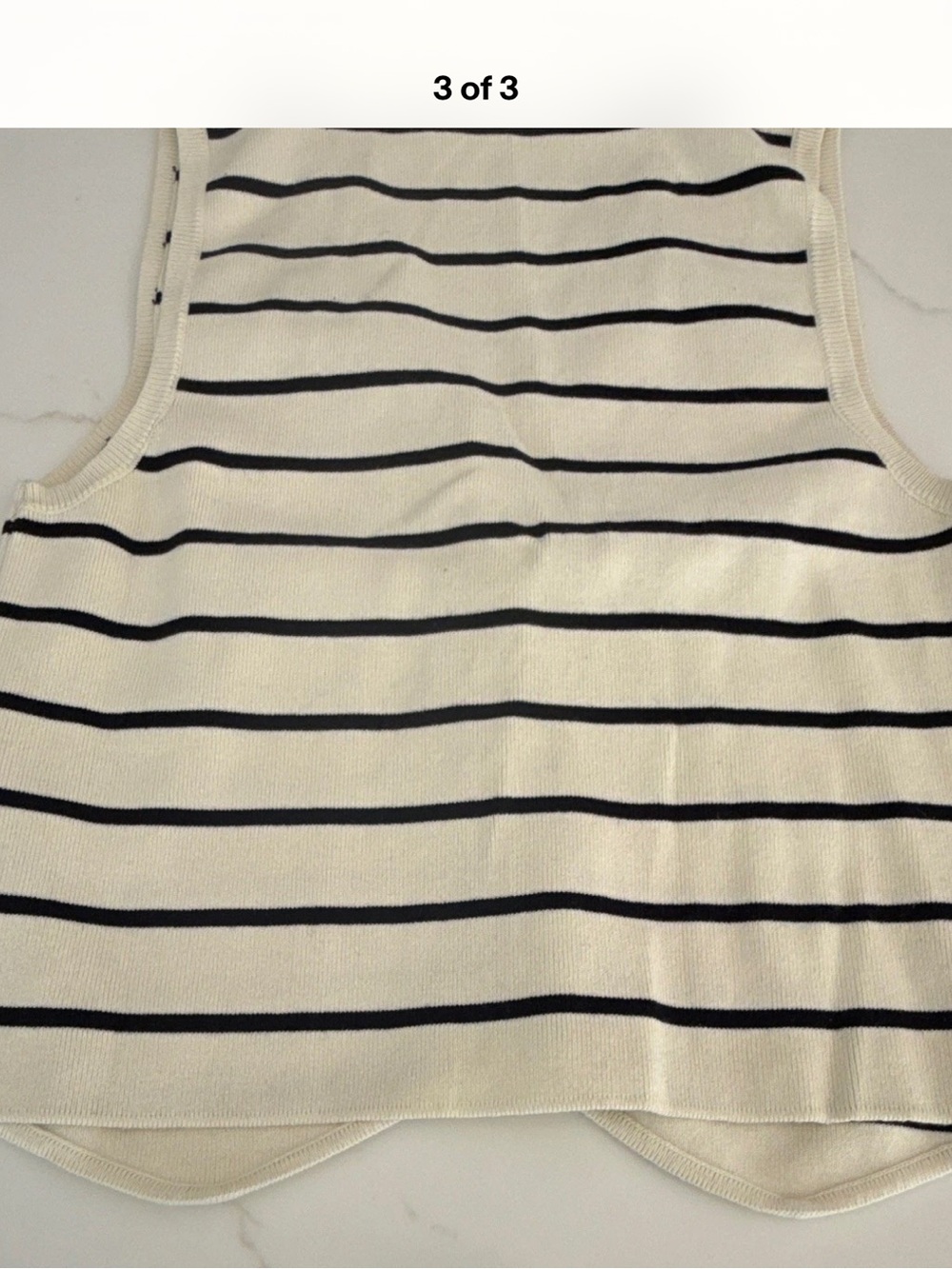 Ara Ivory and Black Striped Knit Tank